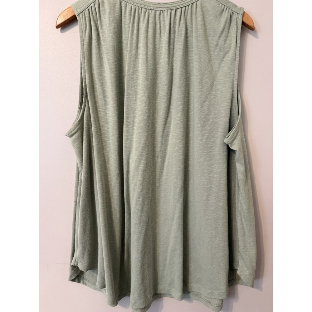 Ava & Viv Tank Top Womens 2X Green Keyhole Tie Neck Sleeveless Basic Soft NWOT - Picture 10 of 13
